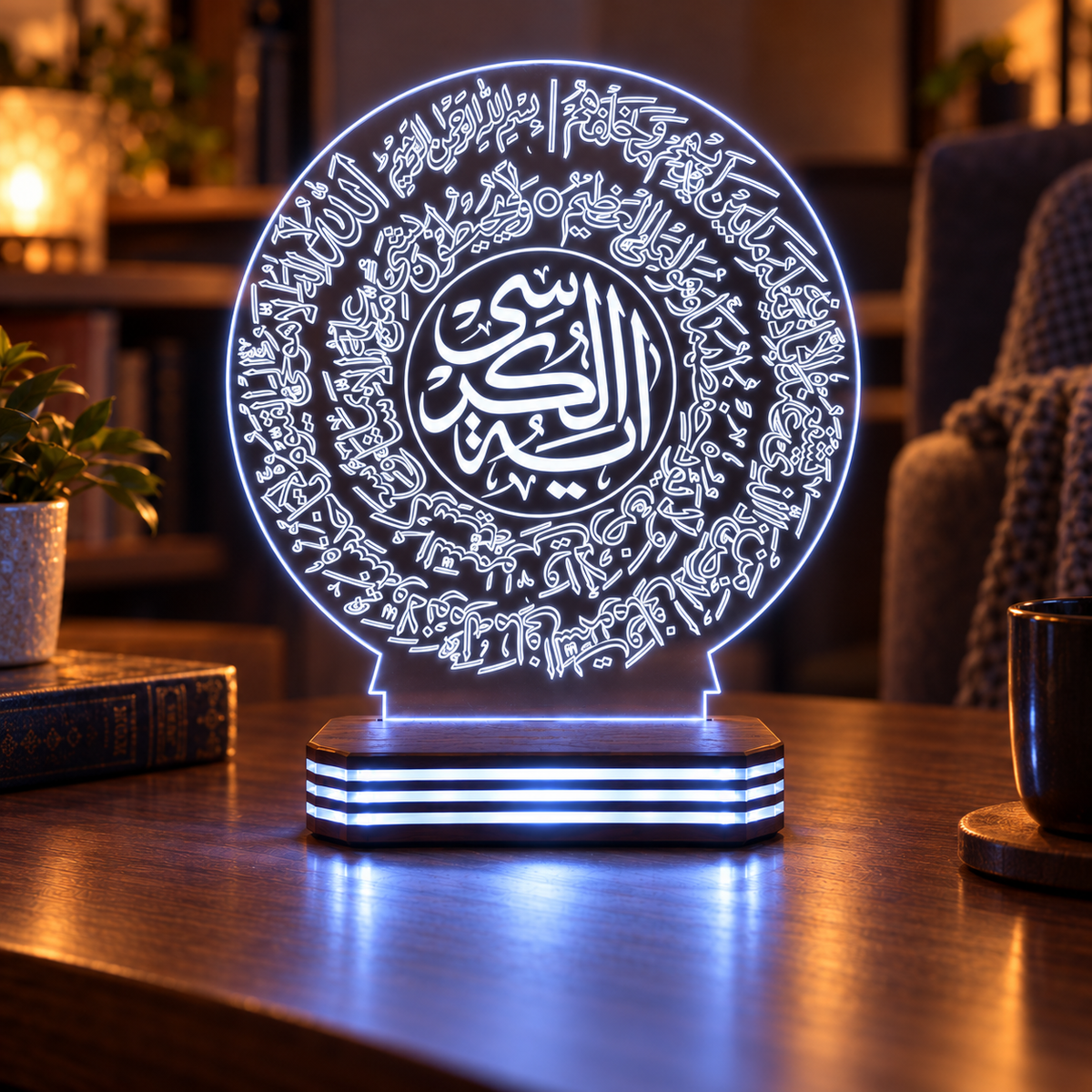 Dairesel Hat Tasarımlı Kişiye Özel Gece Lambası — soguk-beyaz