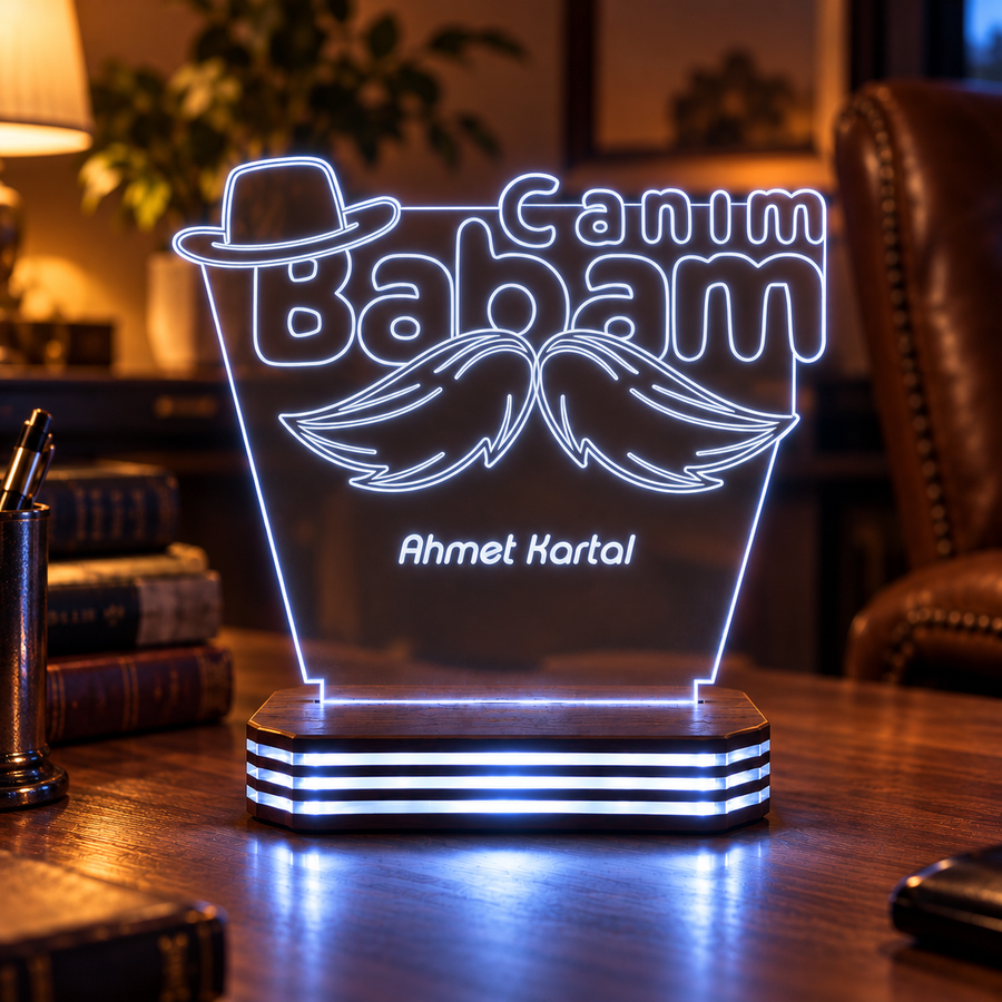 Canım Babam Şapka Tasarımlı İsimli Gece Lambası