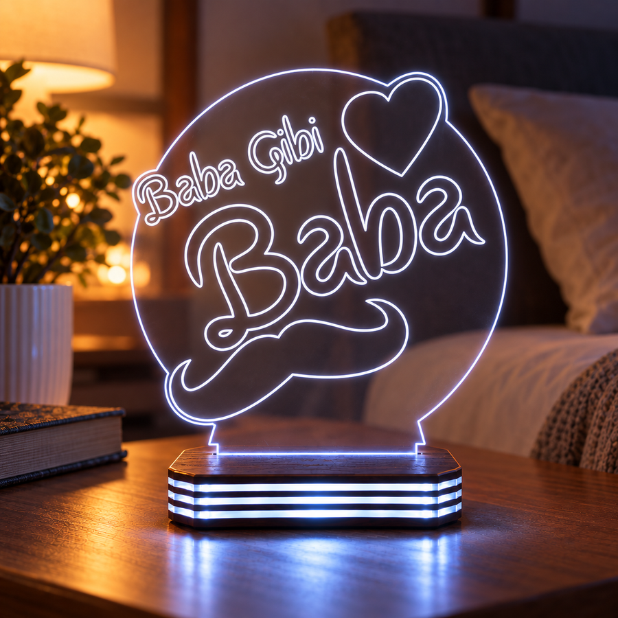 Baba Gibi Baba Tasarımlı Kişiye Özel Gece Lambası