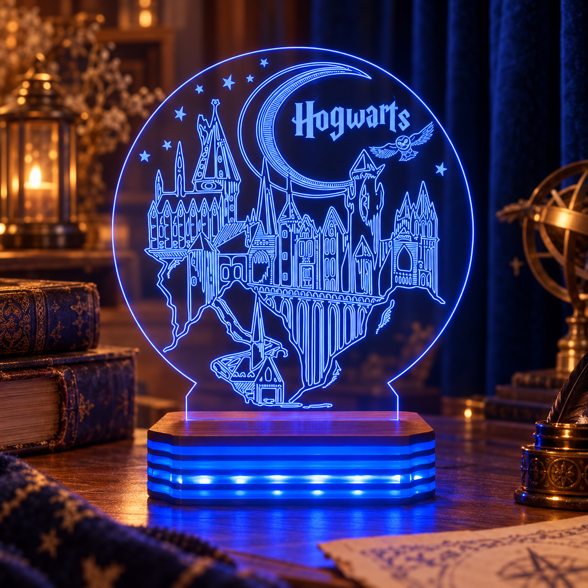 Kişiye Özel Hogwarts Şato Tasarımlı LED Gece Lambası