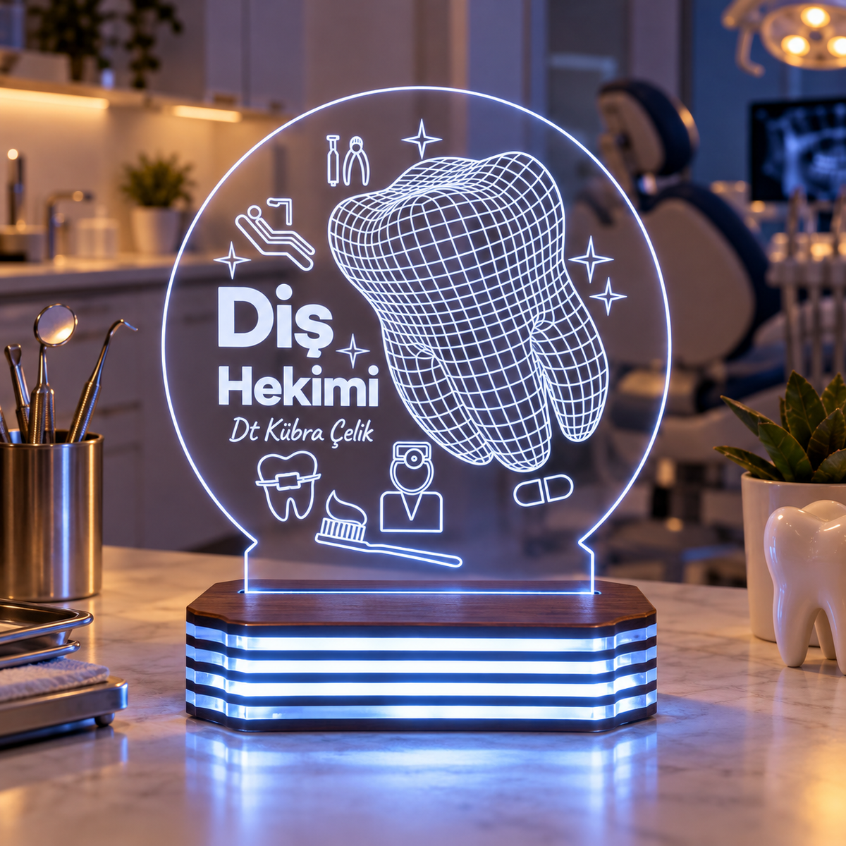 Diş Hekimine Özel Diş Tasarımlı LED Gece Lambası