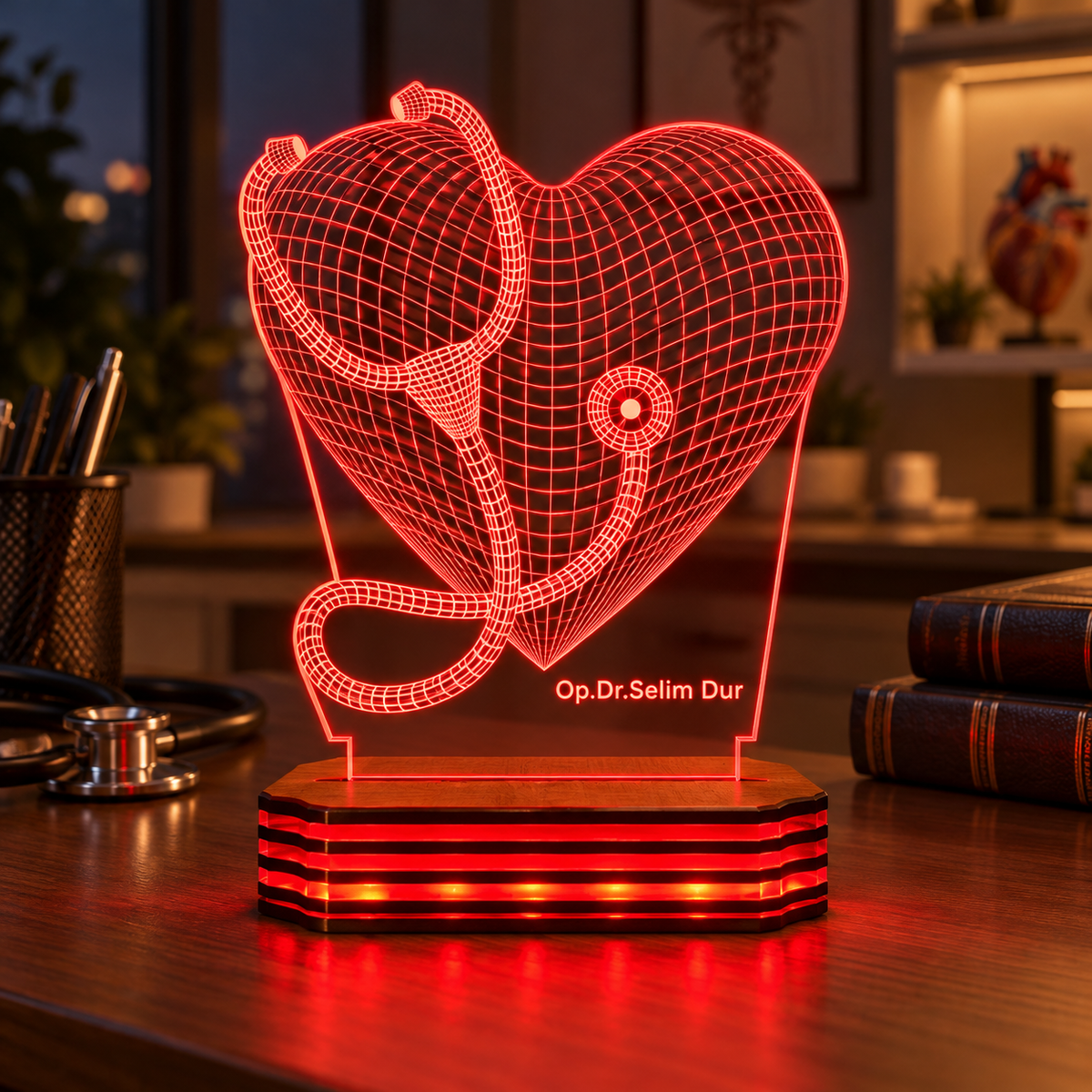 Doktora Özel Kalp ve Stetoskop LED Gece Lambası