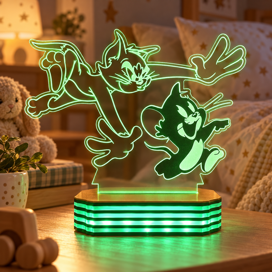 Kişiye Özel Tom ve Jerry Tasarımlı Gece Lambası