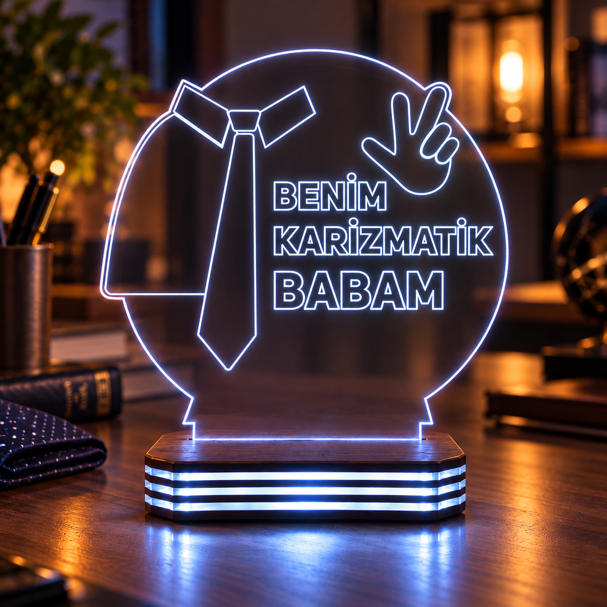 Benim Karizmatik Babam Kişiye Özel Gece Lambası — soguk-beyaz