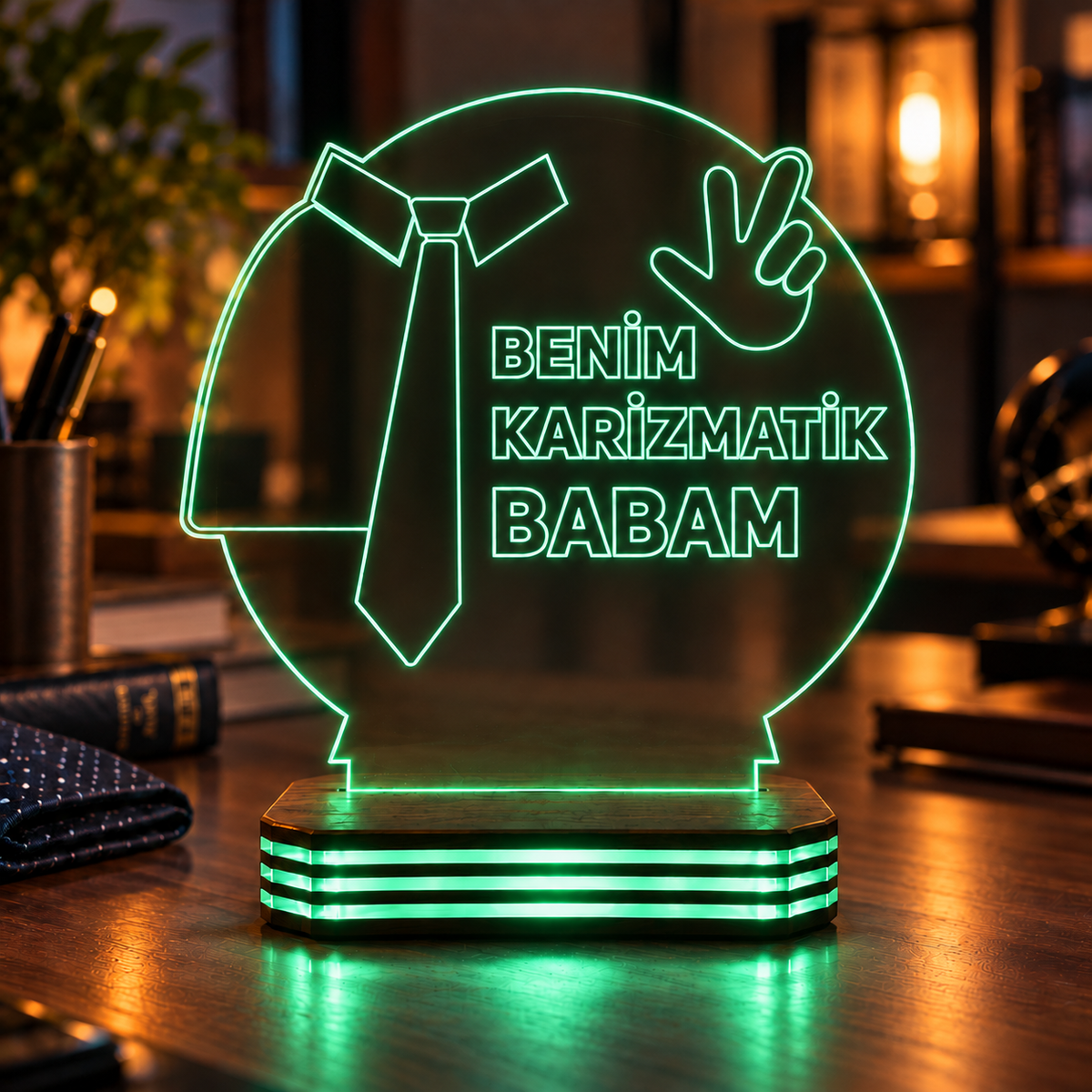 Benim Karizmatik Babam Kişiye Özel Gece Lambası — yesil