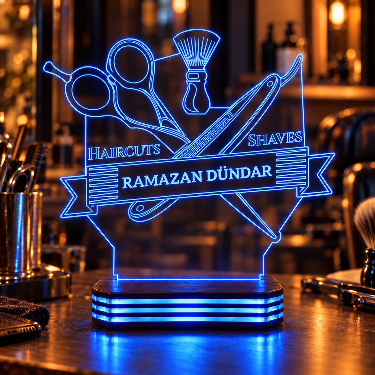 Berbere Özel İsimli Gece Lambası — mavi