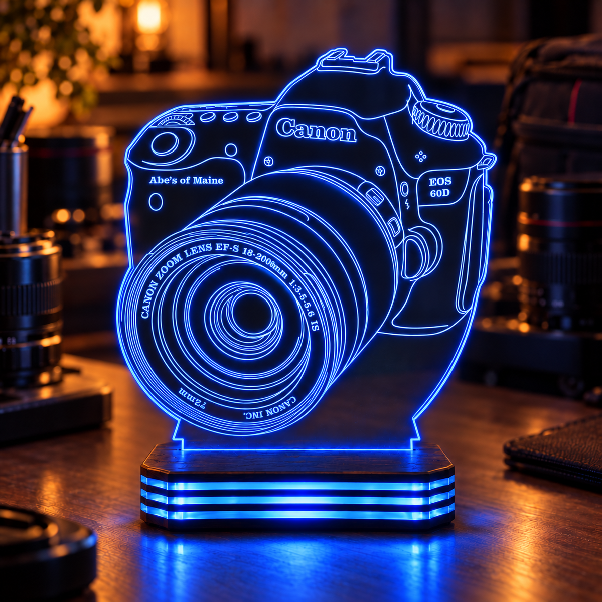 Fotoğrafçıya Özel Fotoğraf Makinesi Gece Lambası — mavi