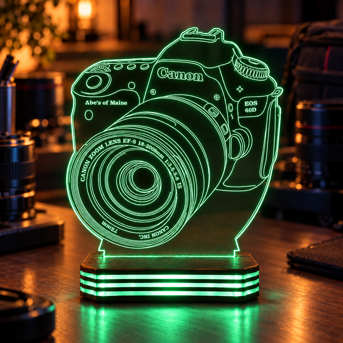 Fotoğrafçıya Özel Fotoğraf Makinesi Gece Lambası — yesil