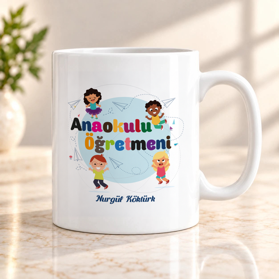 Anaokulu Öğretmenine İsme Özel Kupa Bardak