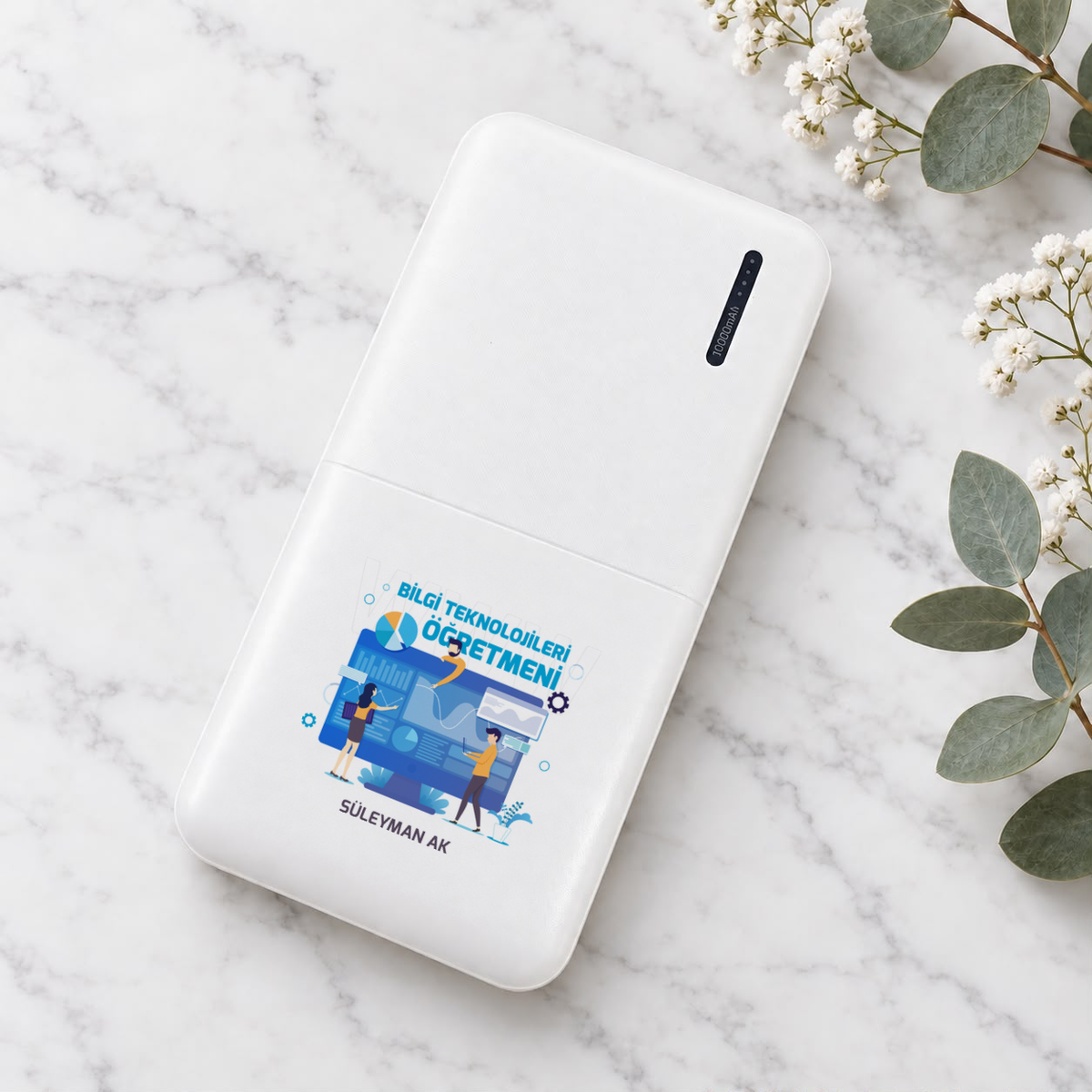 Bilgi Teknolojileri Öğretmeni isme özel Powerbank ikinci görünüm