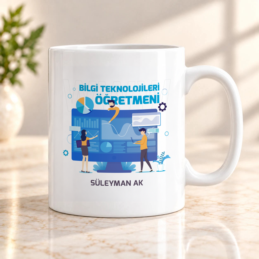 Bilgi Teknolojileri Öğretmenine İsme Özel Kupa Bardak