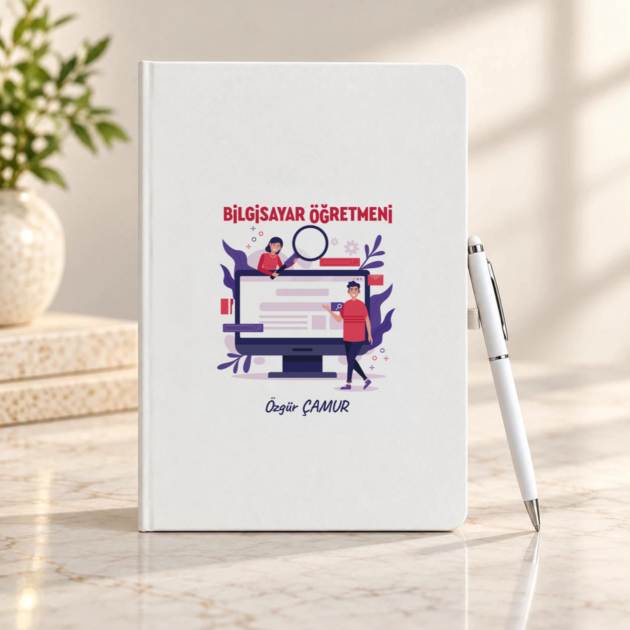Bilgisayar Öğretmenine İsme Özel Defter ve Kalem Seti