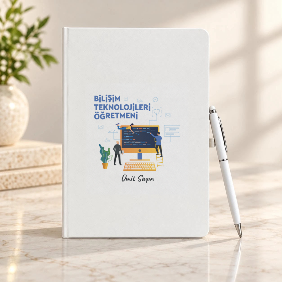 Bilişim Teknolojileri Öğretmenine İsme Özel Defter ve Kalem Seti