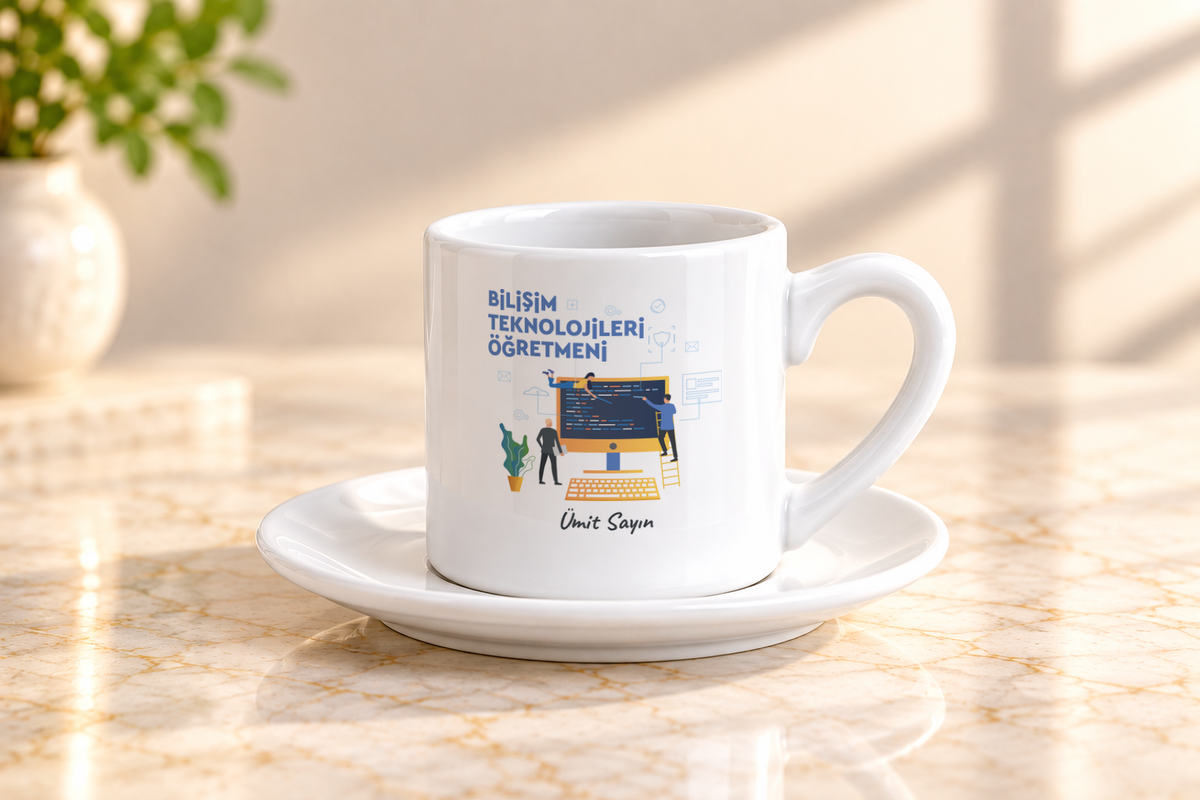Bilişim Teknolojileri Öğretmeni isme özel Kahve Fincanı birinci görünüm