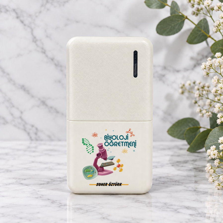 Biyoloji Öğretmenine İsme Özel Powerbank