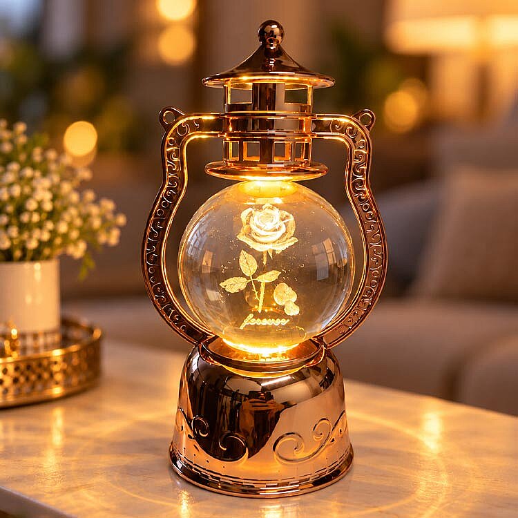 Aşk Temalı Dönen LED Işıklı Cam Küre Fener – Forever – ürün görünümü 2