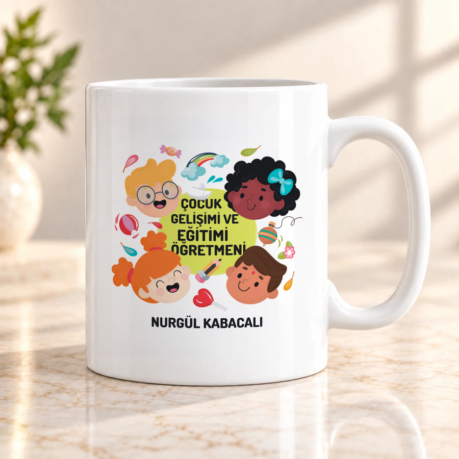 Çocuk Gelişimi ve Öğretmenine İsme Özel Kupa Bardak