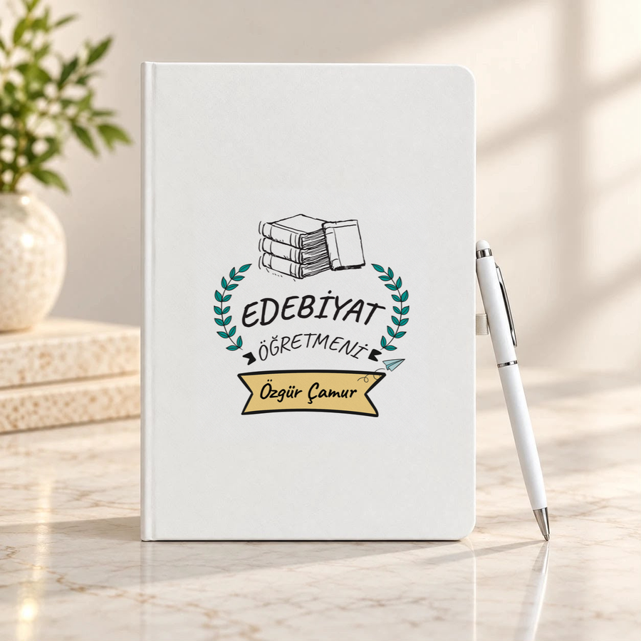 Edebiyat Öğretmenine İsme Özel Defter ve Kalem Seti