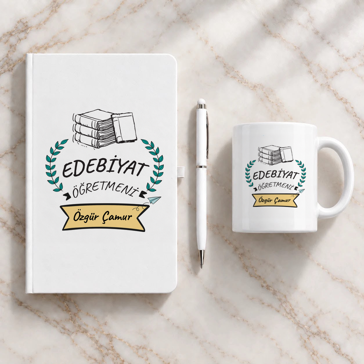 Edebiyat Öğretmeni isme özel Hediye Seti ikinci görünüm
