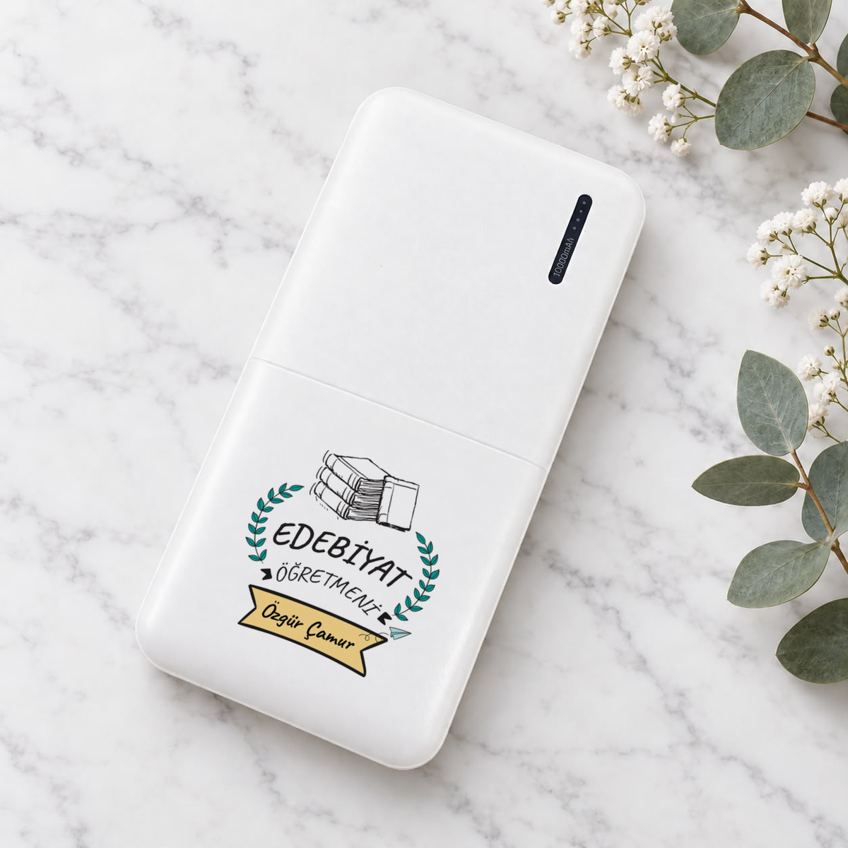 Edebiyat Öğretmeni isme özel Powerbank ikinci görünüm