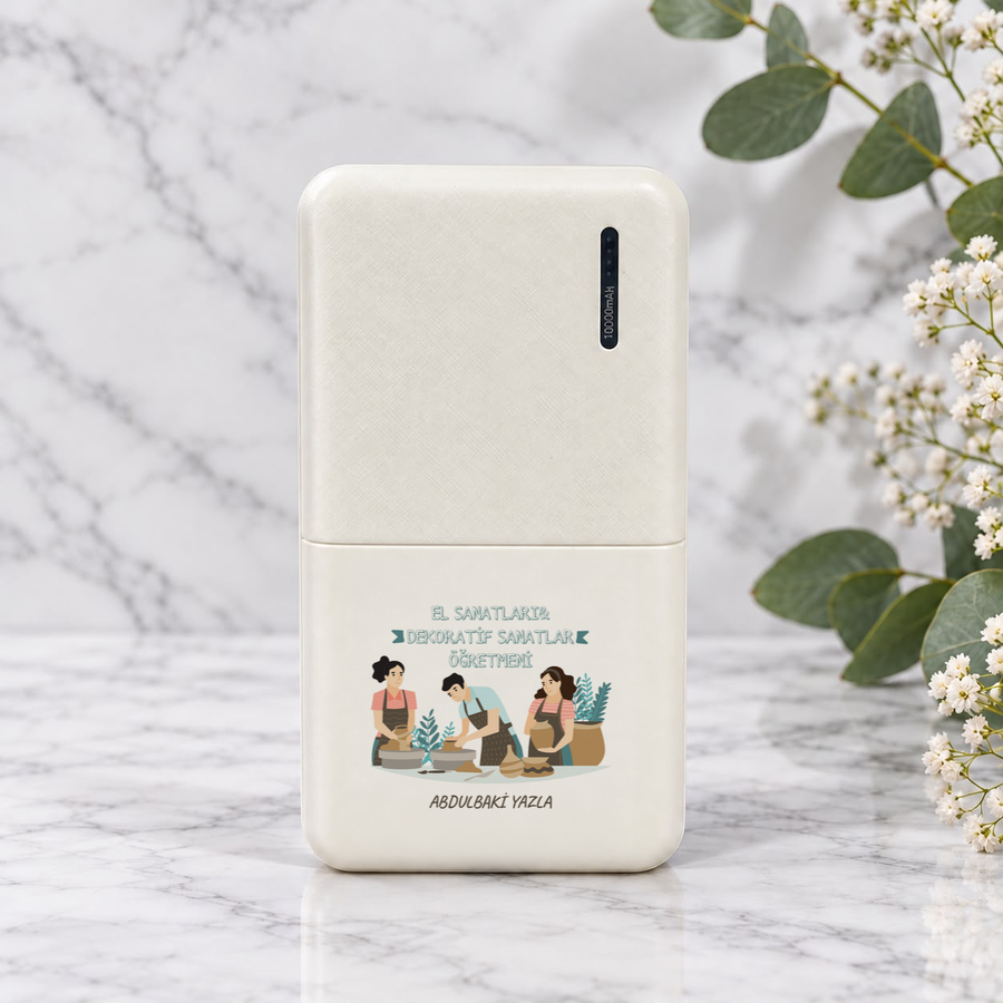 El Sanatları Dekoratif Öğretmenine İsme Özel Powerbank