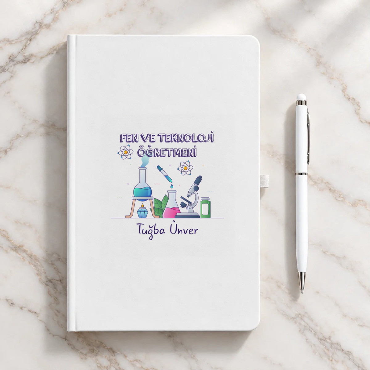 Fen ve Teknoloji Öğretmeni isme özel Defter Kalem Seti ikinci görünüm