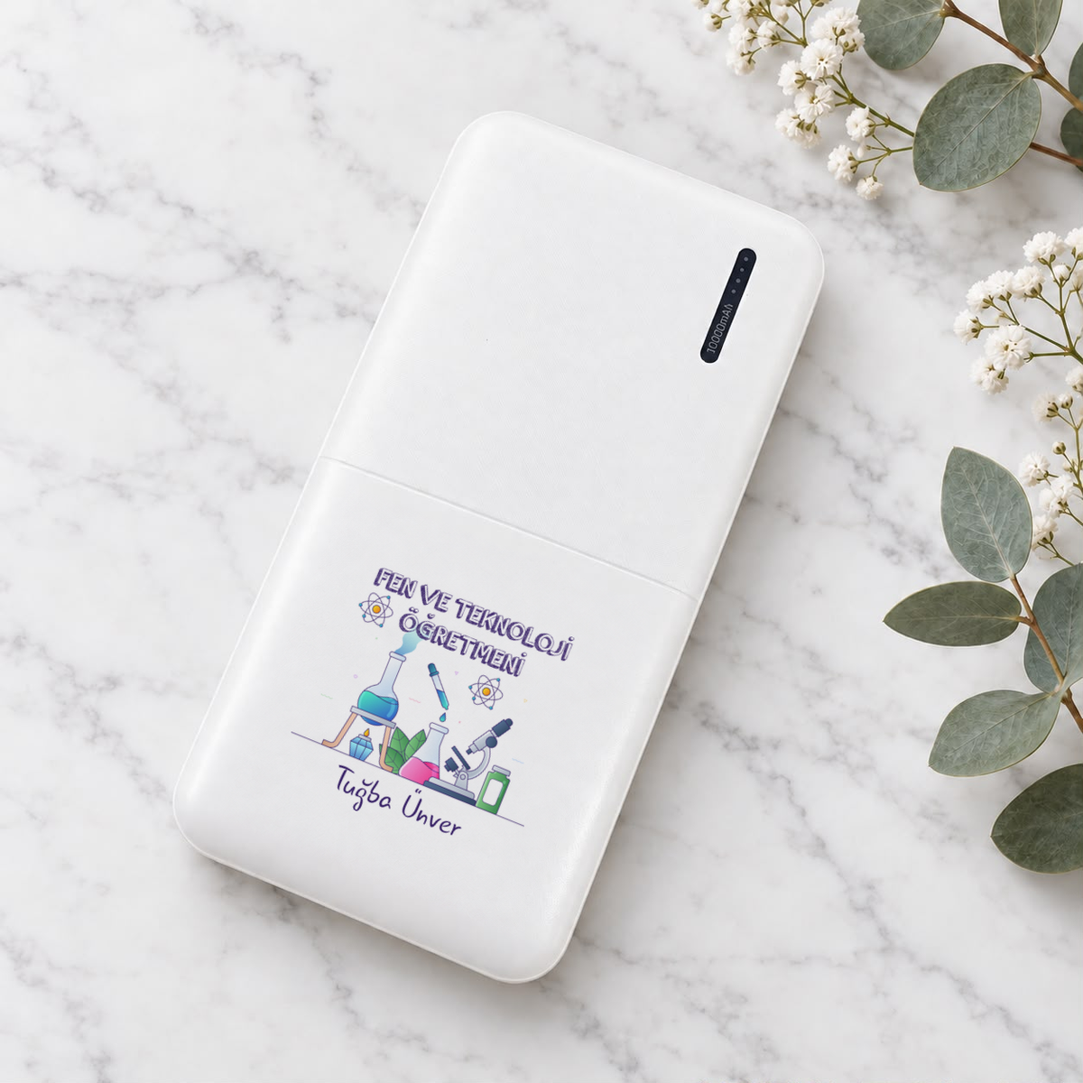 Fen ve Teknoloji Öğretmeni isme özel Powerbank ikinci görünüm