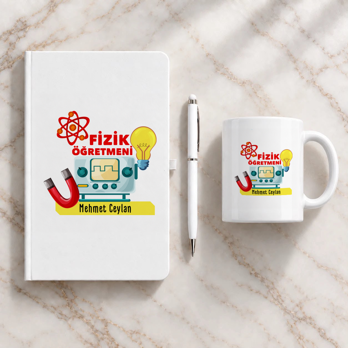 Fizik Öğretmeni isme özel Hediye Seti ikinci görünüm