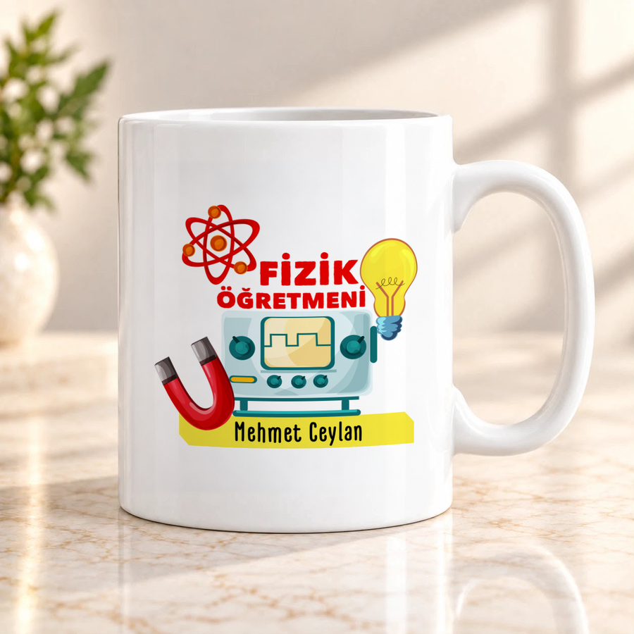 Fizik Öğretmenine İsme Özel Kupa Bardak