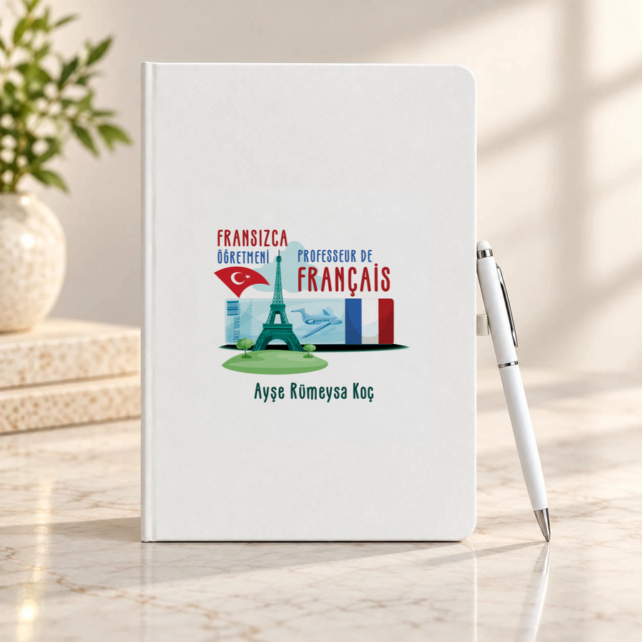 Fransızca Öğretmenine İsme Özel Defter ve Kalem Seti