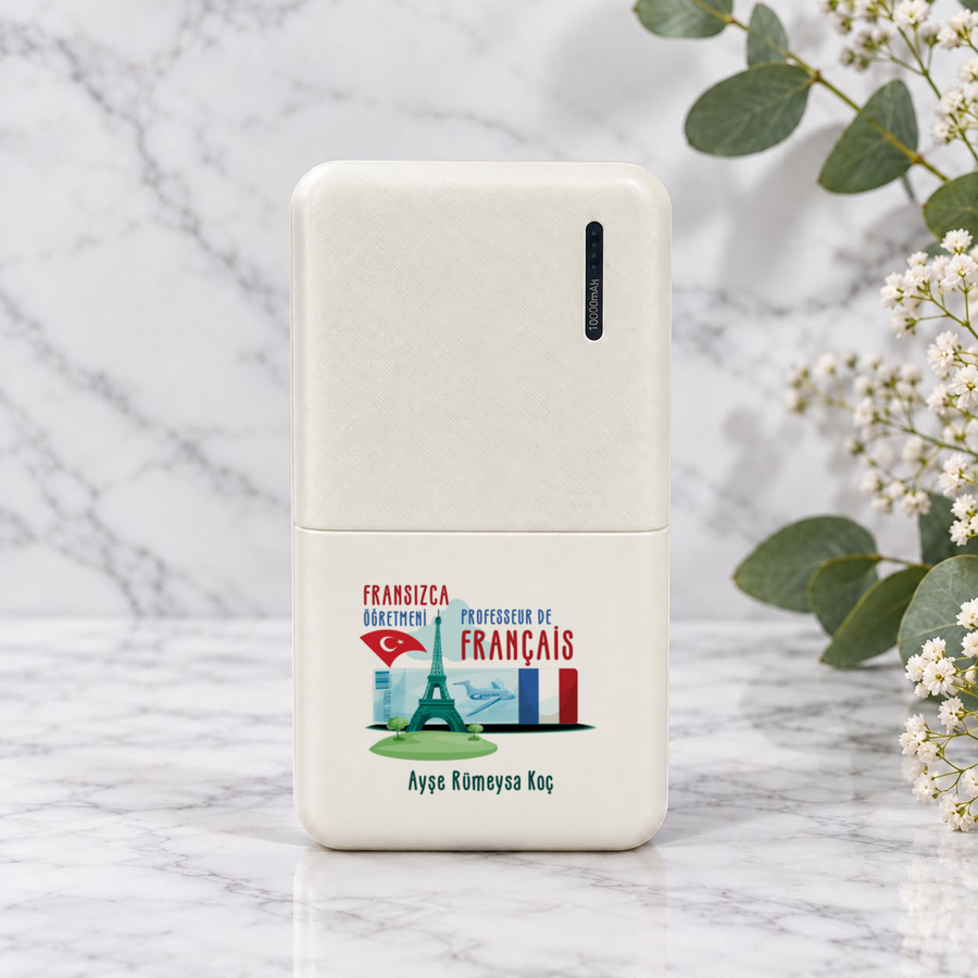 Fransızca Öğretmenine İsme Özel Powerbank