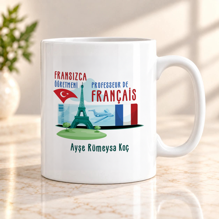 Fransızca Öğretmenine İsme Özel Kupa Bardak