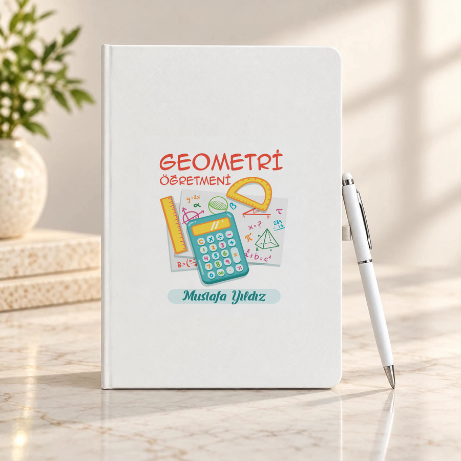 Geometri Öğretmenine İsme Özel Defter ve Kalem Seti
