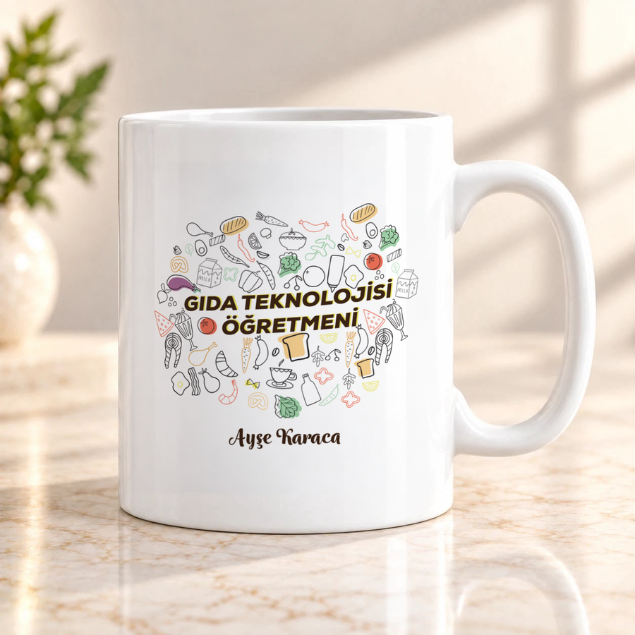 Gıda Teknolojisi Öğretmenine İsme Özel Kupa Bardak