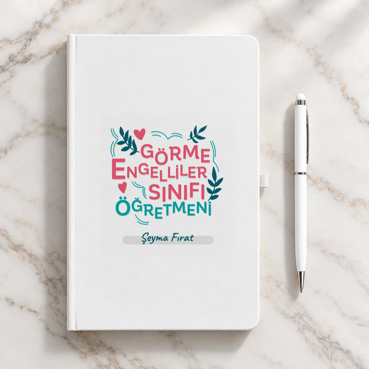 Görme Engelliler Sınıfı Öğretmeni isme özel Defter Kalem Seti ikinci görünüm