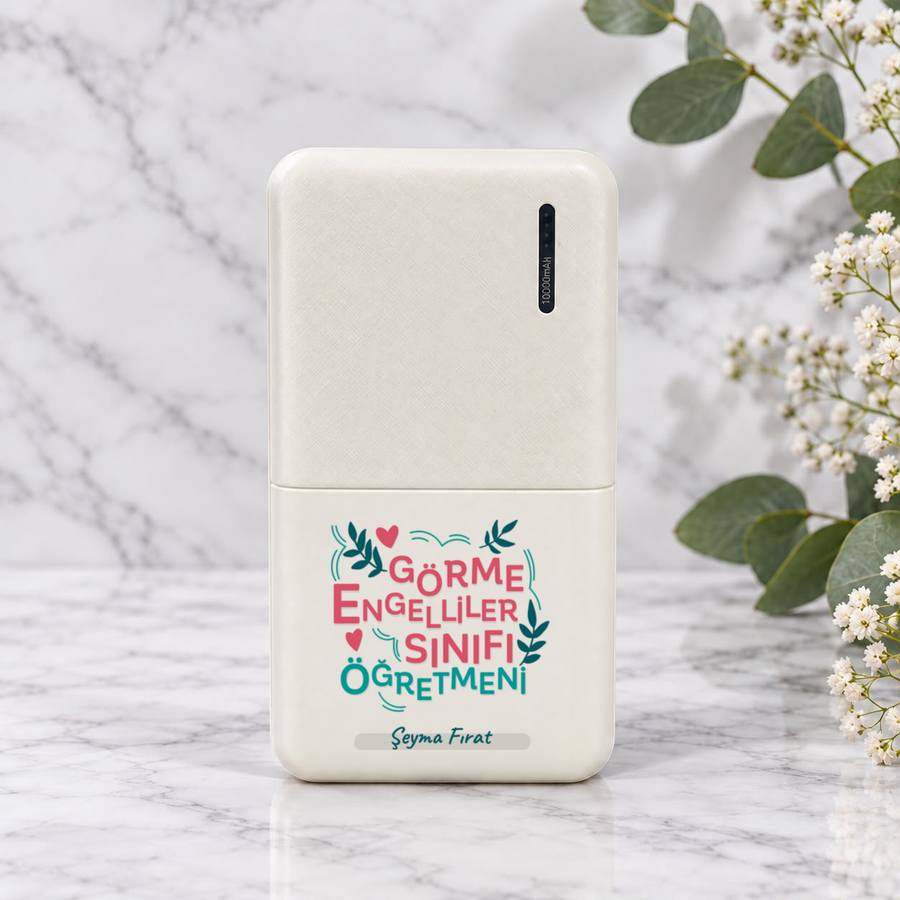 Görme Engelliler Sınıfı Öğretmenine İsme Özel Powerbank