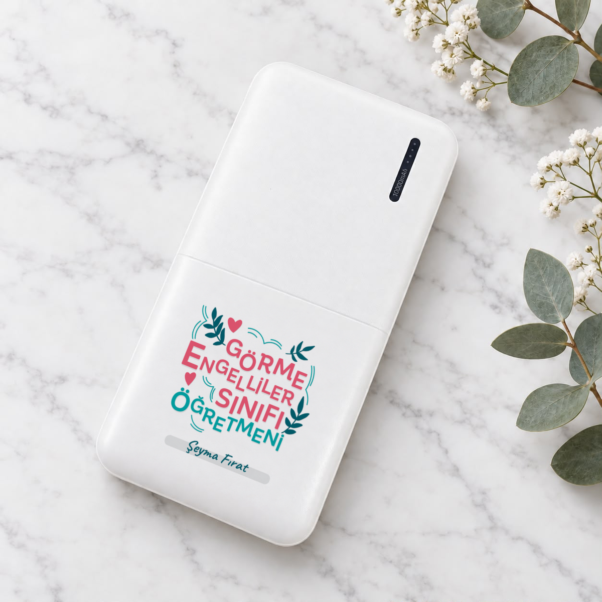Görme Engelliler Sınıfı Öğretmeni isme özel Powerbank ikinci görünüm