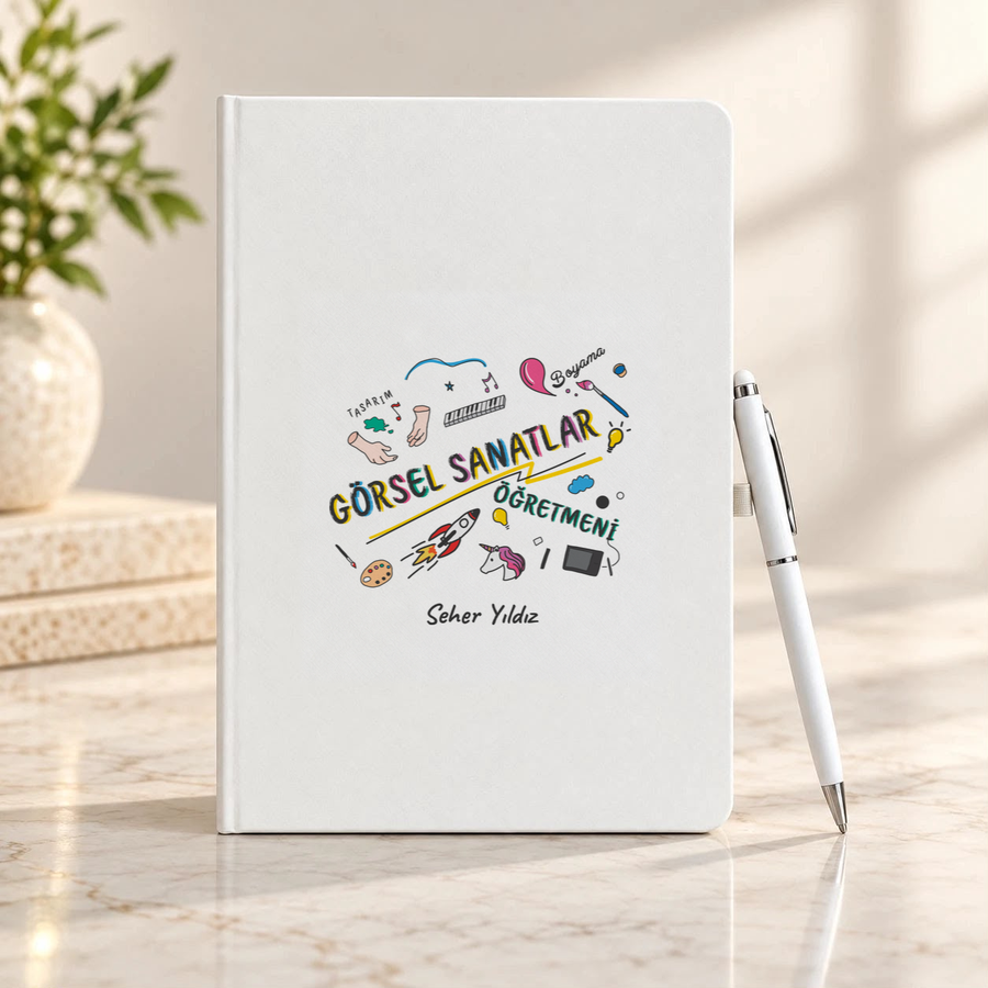 Görsel Sanatlar Öğretmenine İsme Özel Defter ve Kalem Seti