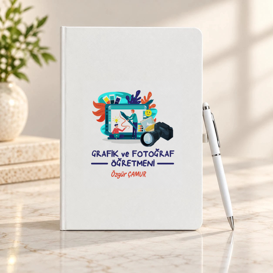 Grafik ve Fotoğraf Öğretmenine İsme Özel Defter ve Kalem Seti