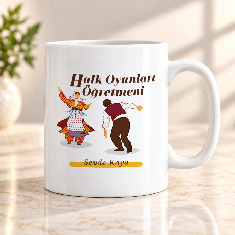 Halk Oyunları Öğretmenine İsme Özel Kupa Bardak
