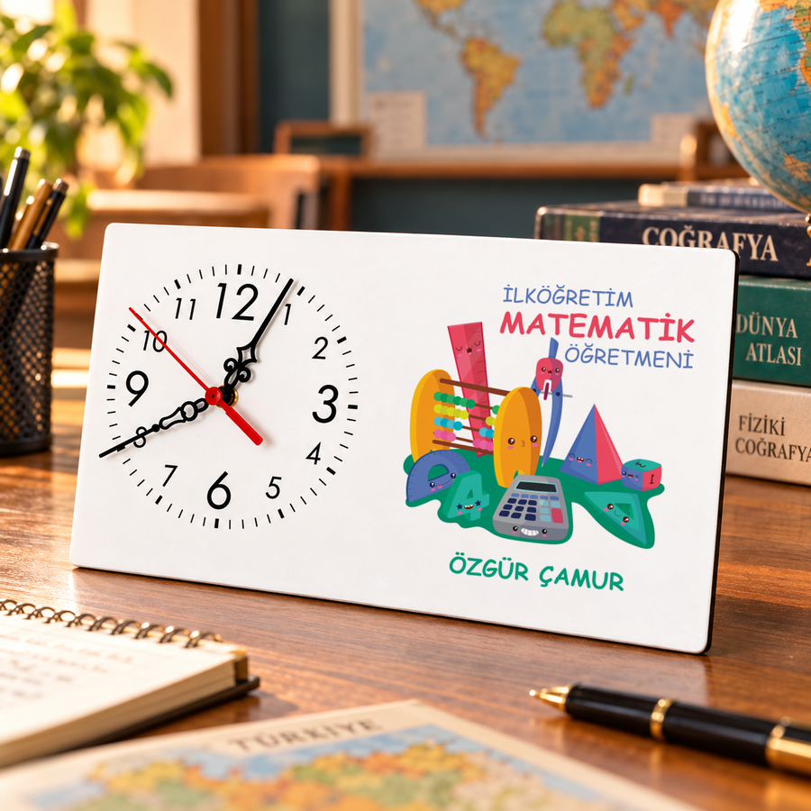 İlköğretim Matematik Öğretmenine İsme Özel Masa Saati