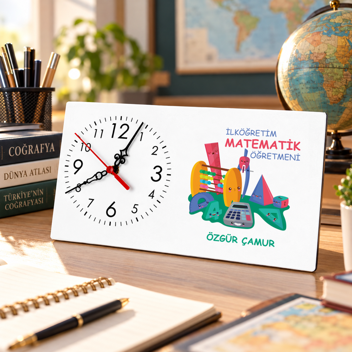 İlköğretim Matematik Öğretmeni isme özel Masa Saati ikinci görünüm