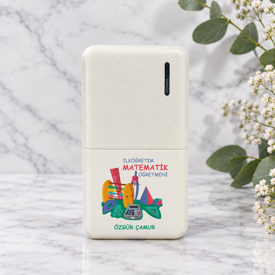 İlköğretim Matematik Öğretmenine İsme Özel Powerbank