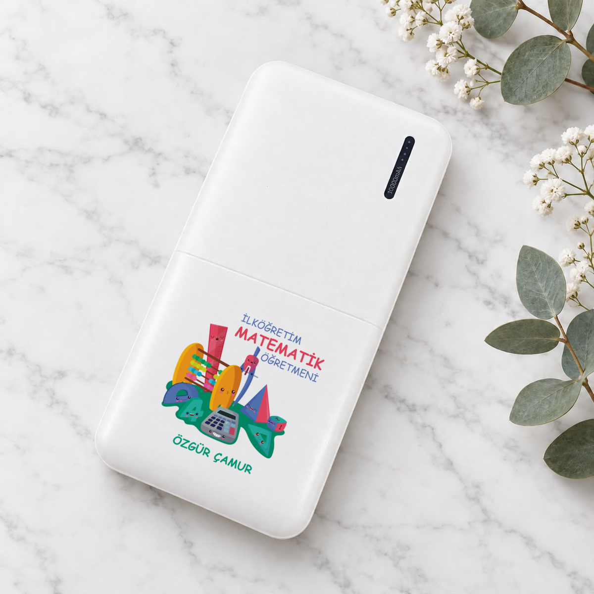 İlköğretim Matematik Öğretmeni isme özel Powerbank ikinci görünüm