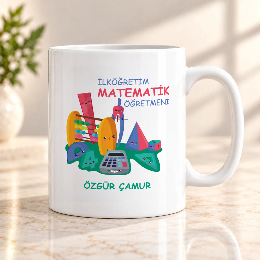 İlköğretim Matematik Öğretmenine İsme Özel Kupa Bardak