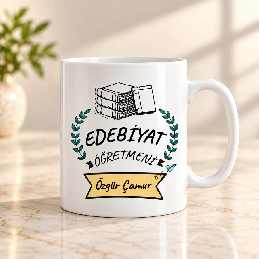 Edebiyat Öğretmenine Özel İsimli Kupa Bardak – Öğretmenler Günü Hediyesi