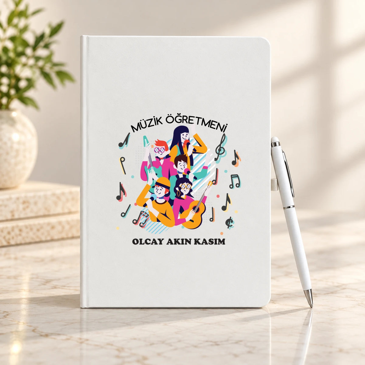 Müzik Öğretmeni Öğretmenler Günü Hediyesi İsim Baskılı Defter Kalem Seti
