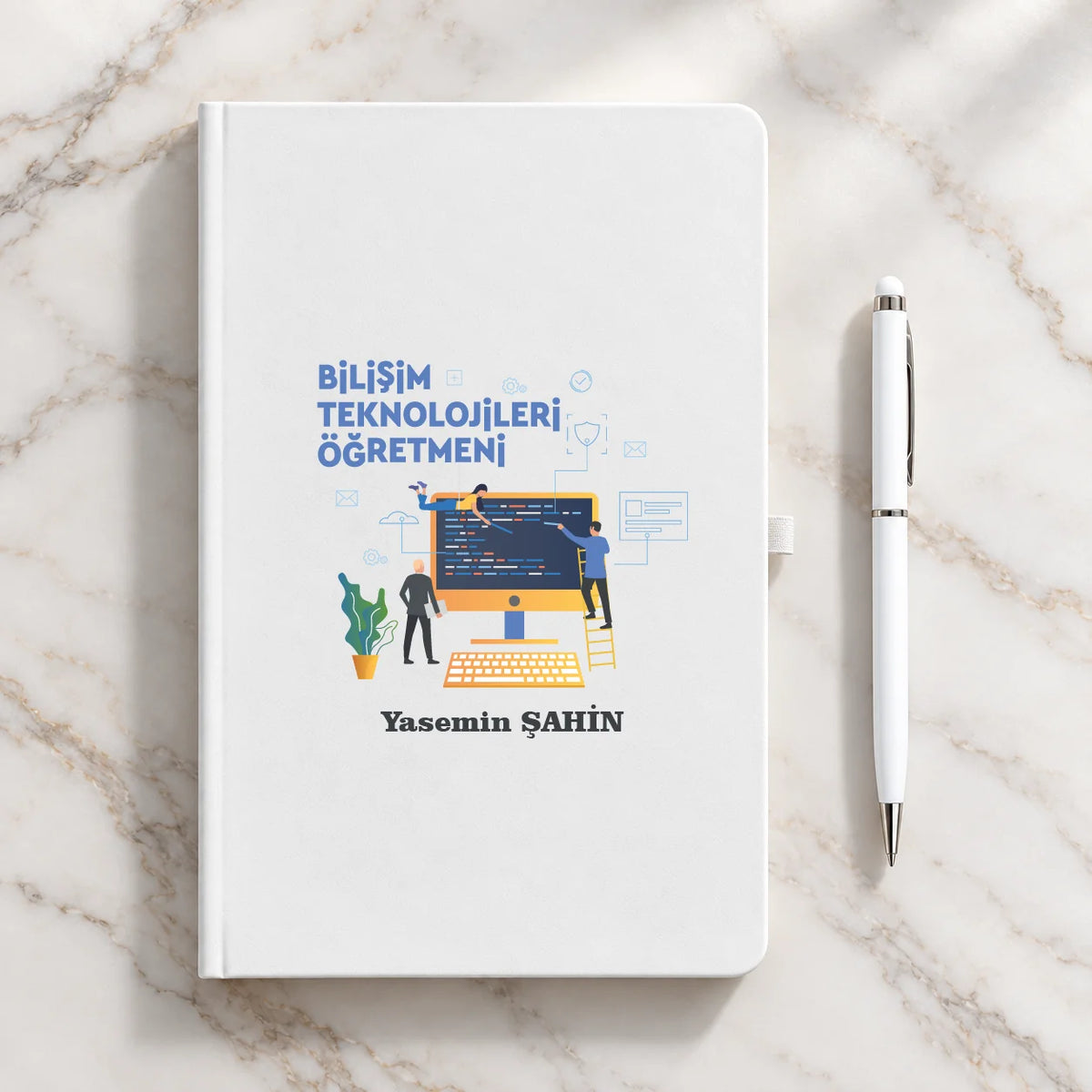 Bilişim - Bilgisayar Öğretmeni Öğretmenler Günü Hediyesi İsim Baskılı Defter Kalem Seti