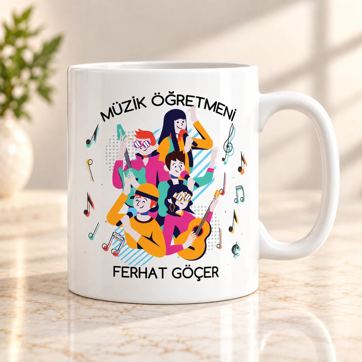 Müzik Öğretmenine Özel İsimli Kupa Bardak – Öğretmenler Günü Hediyesi