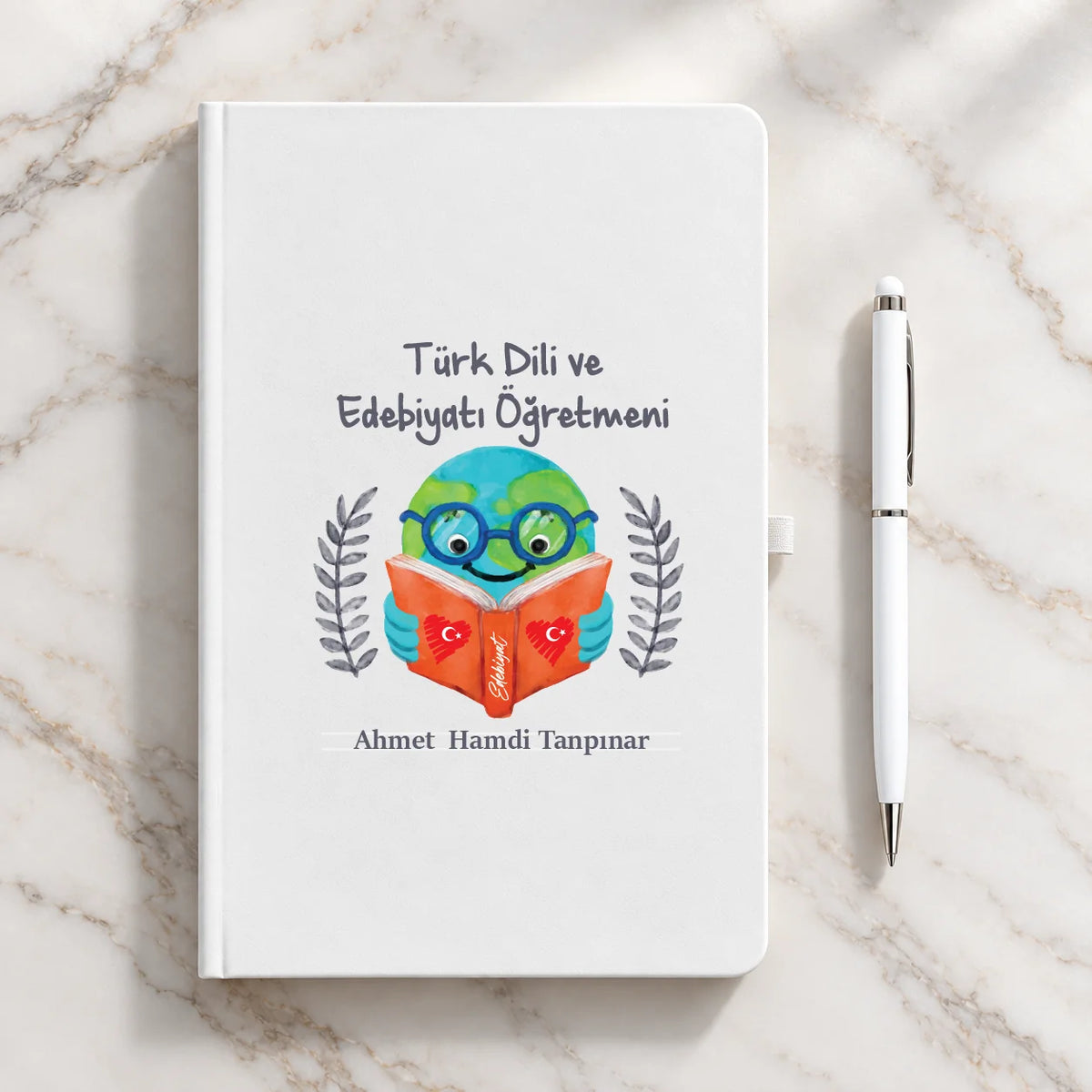 Edebiyat Öğretmeni Öğretmenler Günü Hediyesi İsim Baskılı Defter Kalem Seti